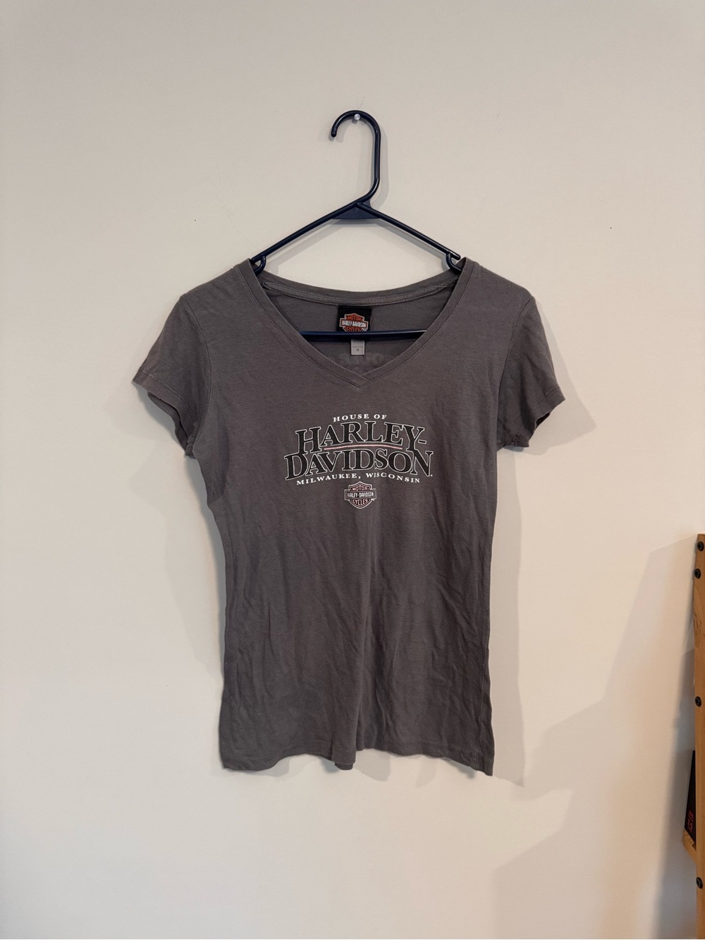 Harley-Davidson Women's Charcoal V-Neck Logo Tee